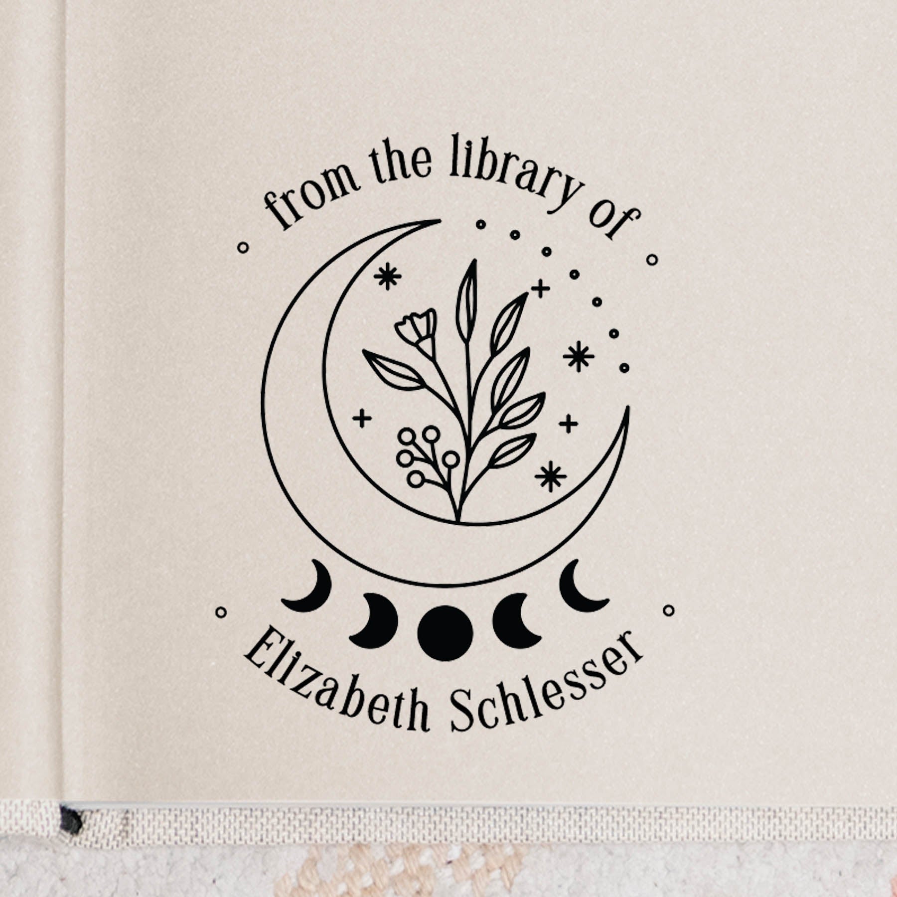 Flower Moon Personalized Book Stamp