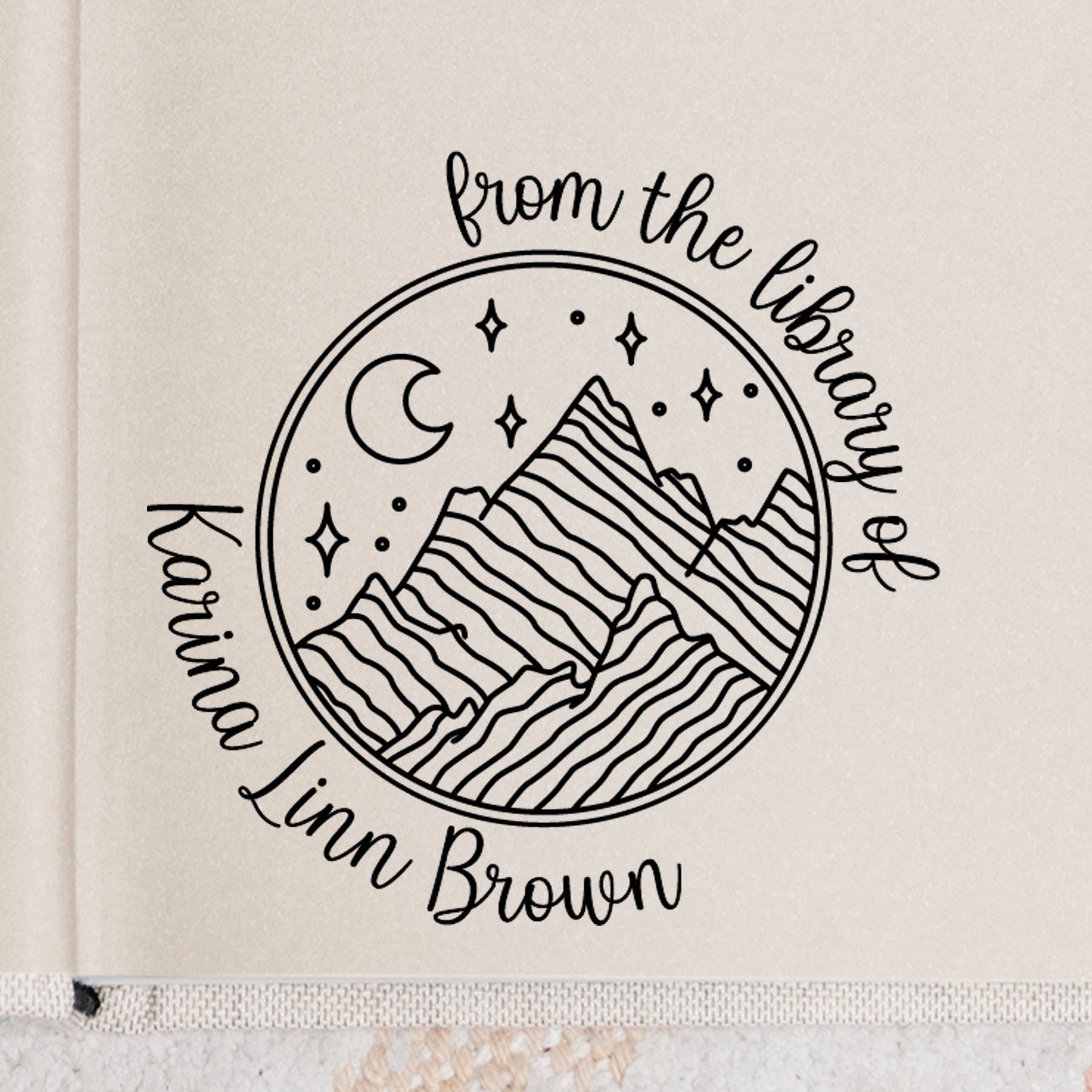 Mountains and Moon Book Stamp