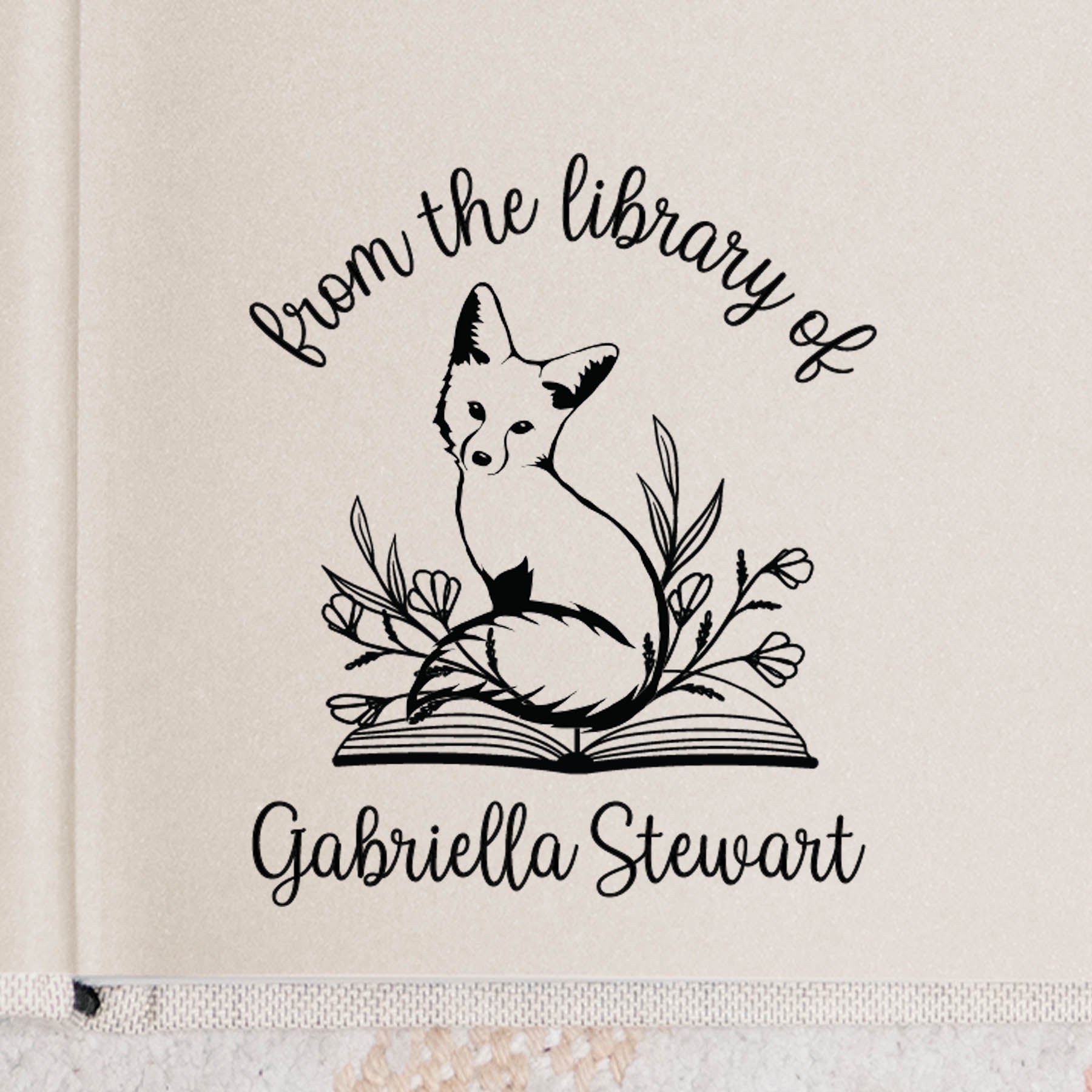 Fox Book Lover Book Stamp