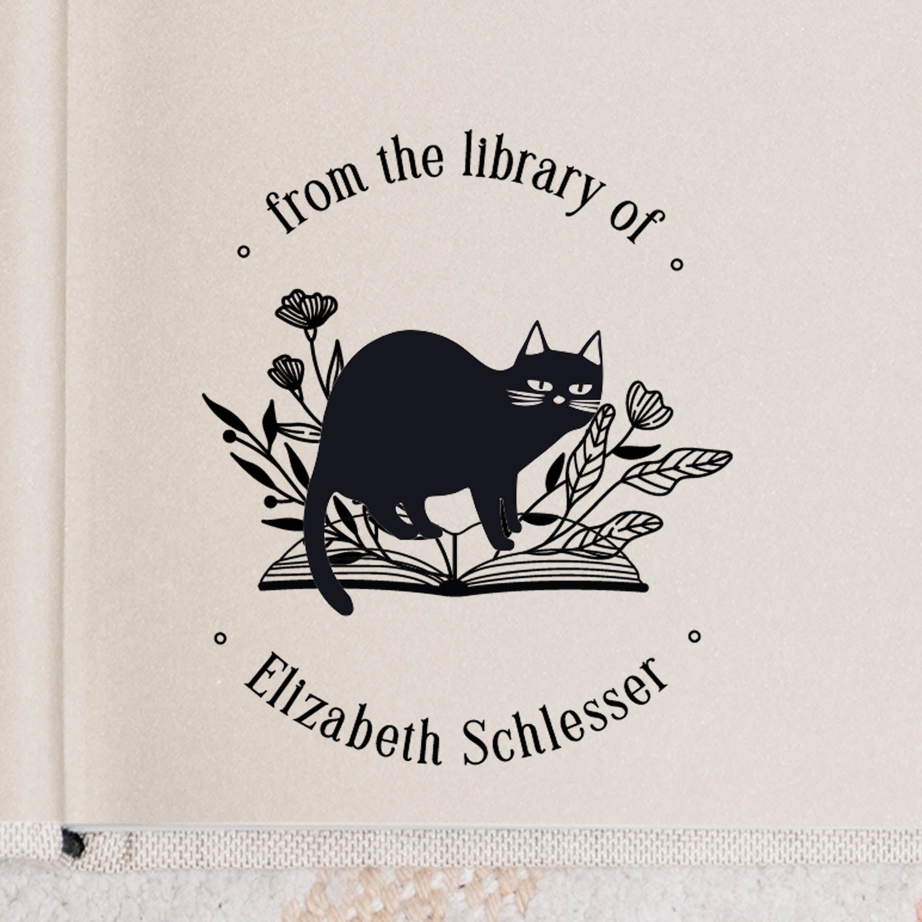 Open Book with Black Cat Book Stamp – stampmyworld