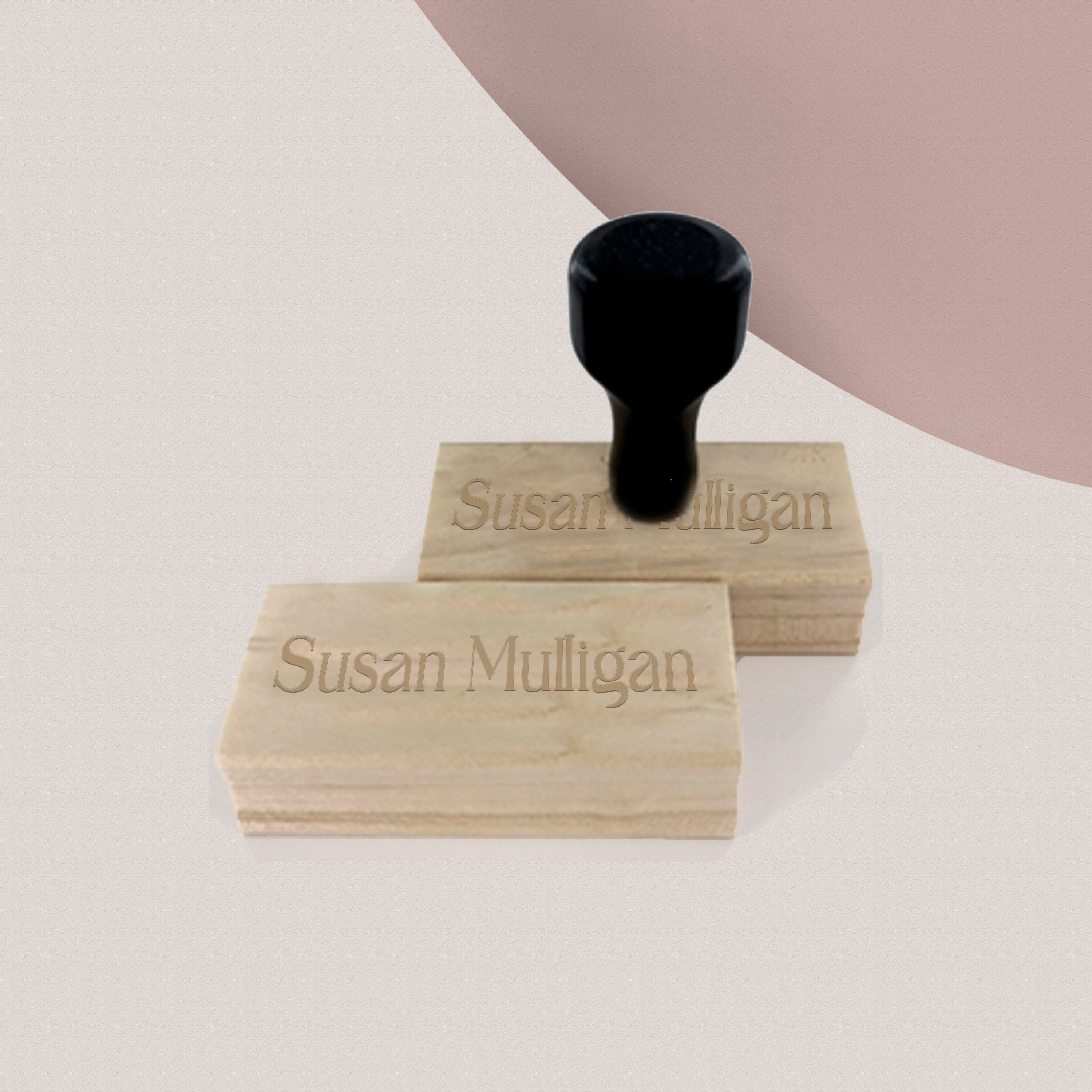 Personalized Name Stamp | Custom Signature Stamper | Serif Script | Book lover gift | Self ink stamper | Wood handle  Minimal