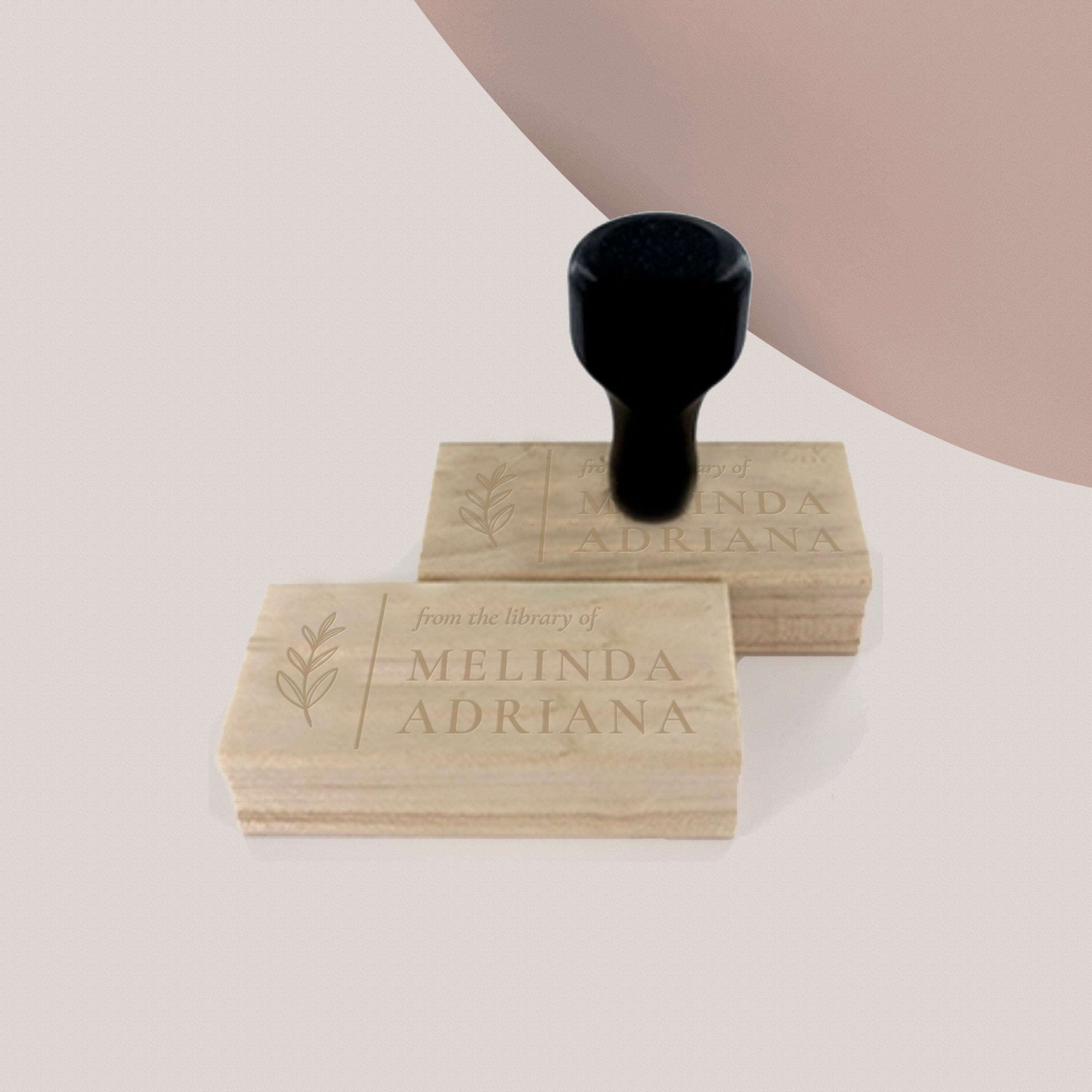 Printtoo Custom Wood Mount Library Rubber Stamp This Book Belongs to Personalized Stamper-2.6 x 1.1 Inches, Brown